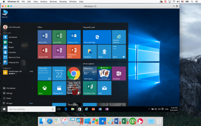 can you install microsoft 2016 pro on windows emulator on mac